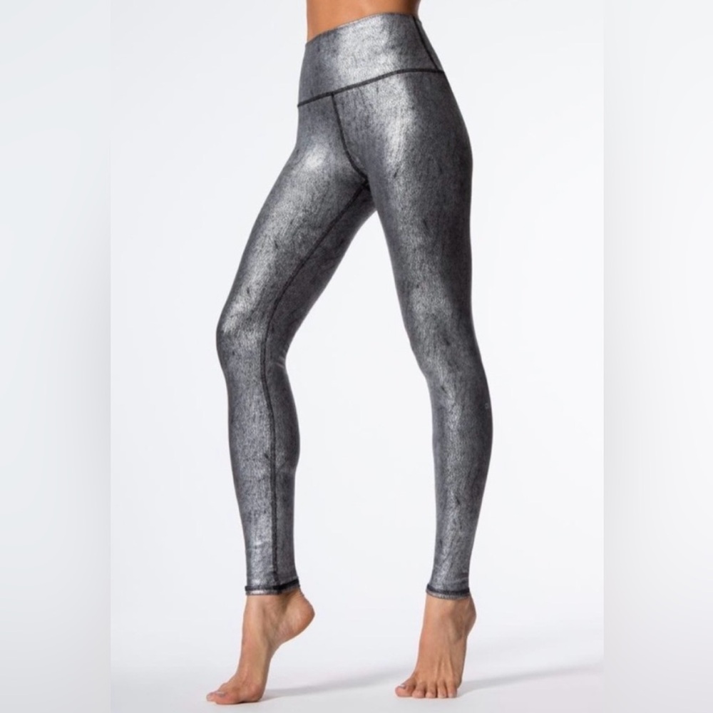 ALO Yoga Metallic Charcoal High-Waist Leggings Medium